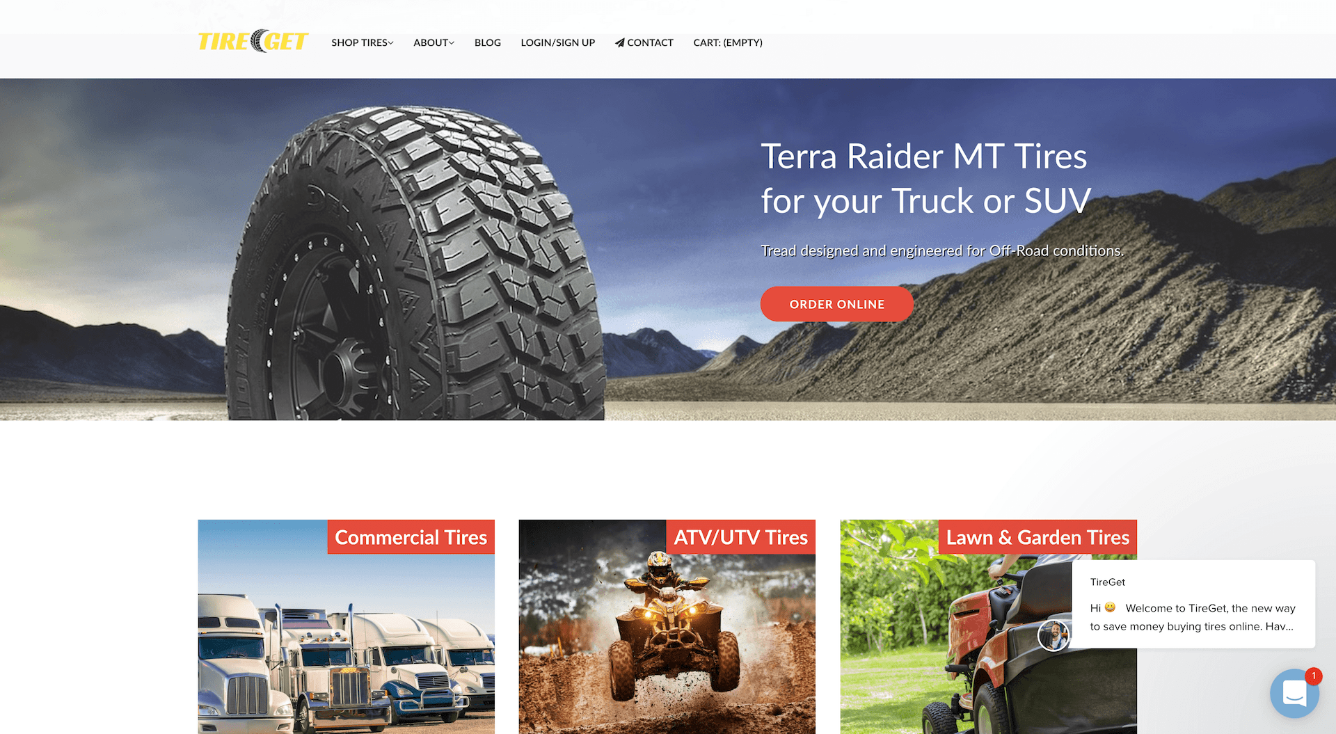 Screenshot of Tireget Website